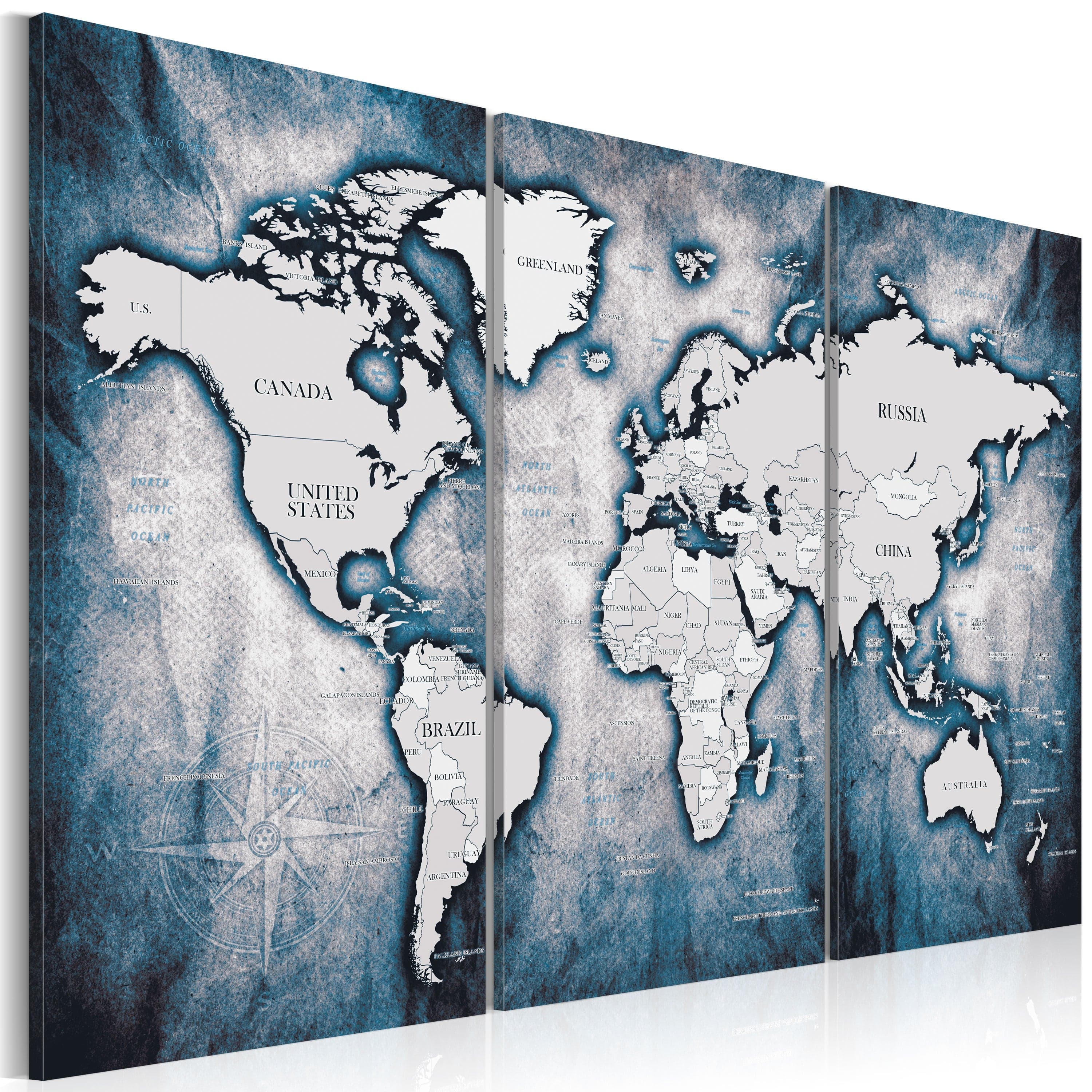 Canva World Map: The Ink Triptych – Tapetenshop.lv