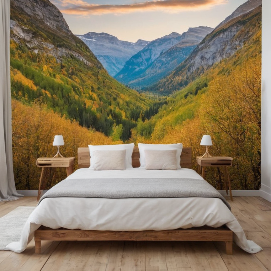 Beautiful photo wallpapers for bedroom interior