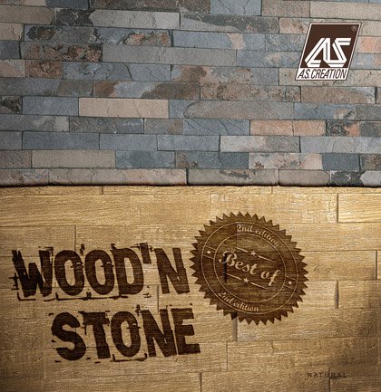 Wood&Stone'wallpapers with stone and wood imitation