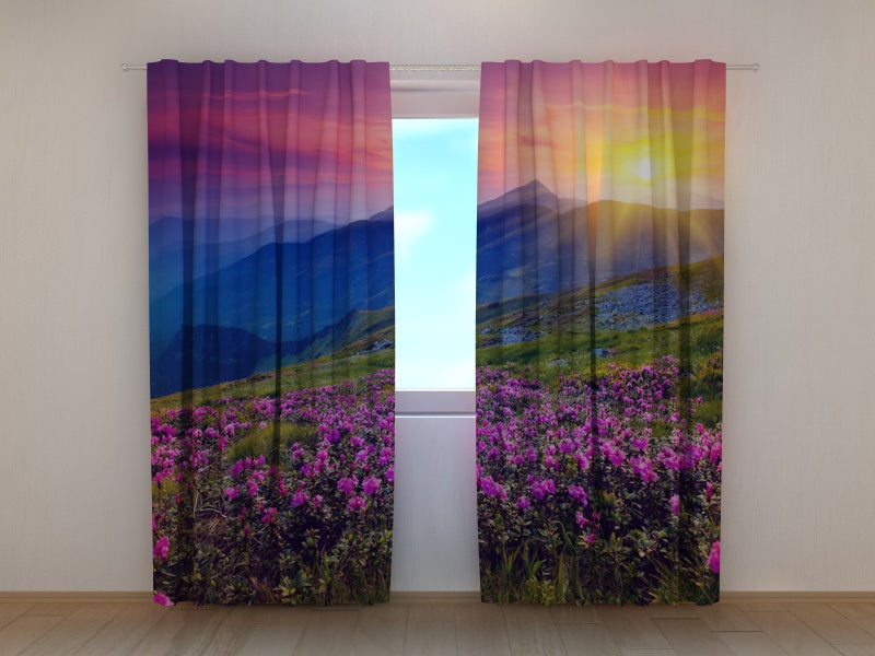 Curtains with mountains and mountain motifs