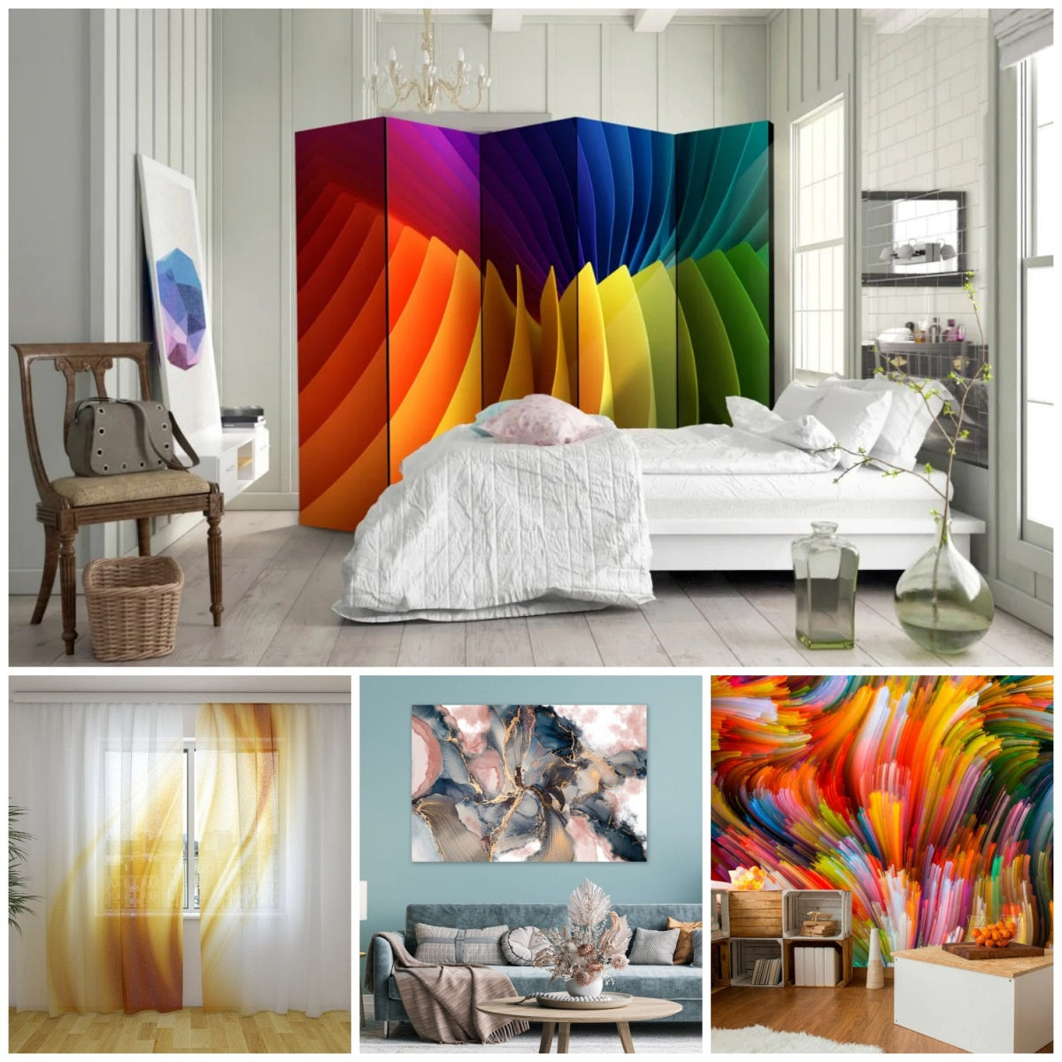 Abstract design in the interior - Wall Murals, curtains and Room divider