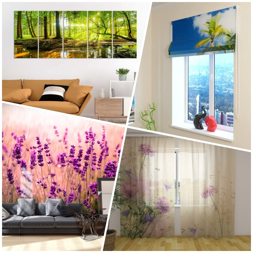 Photo Watch, Curtains and Canva with nature