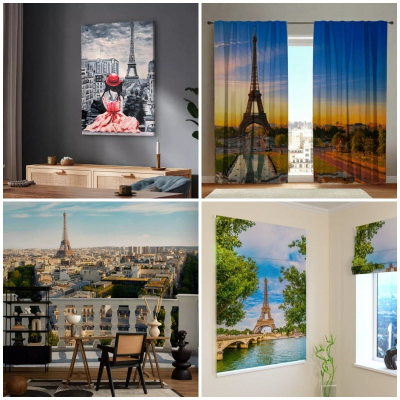 Curtains, Wall Murals and paintings, blinds with Paris 