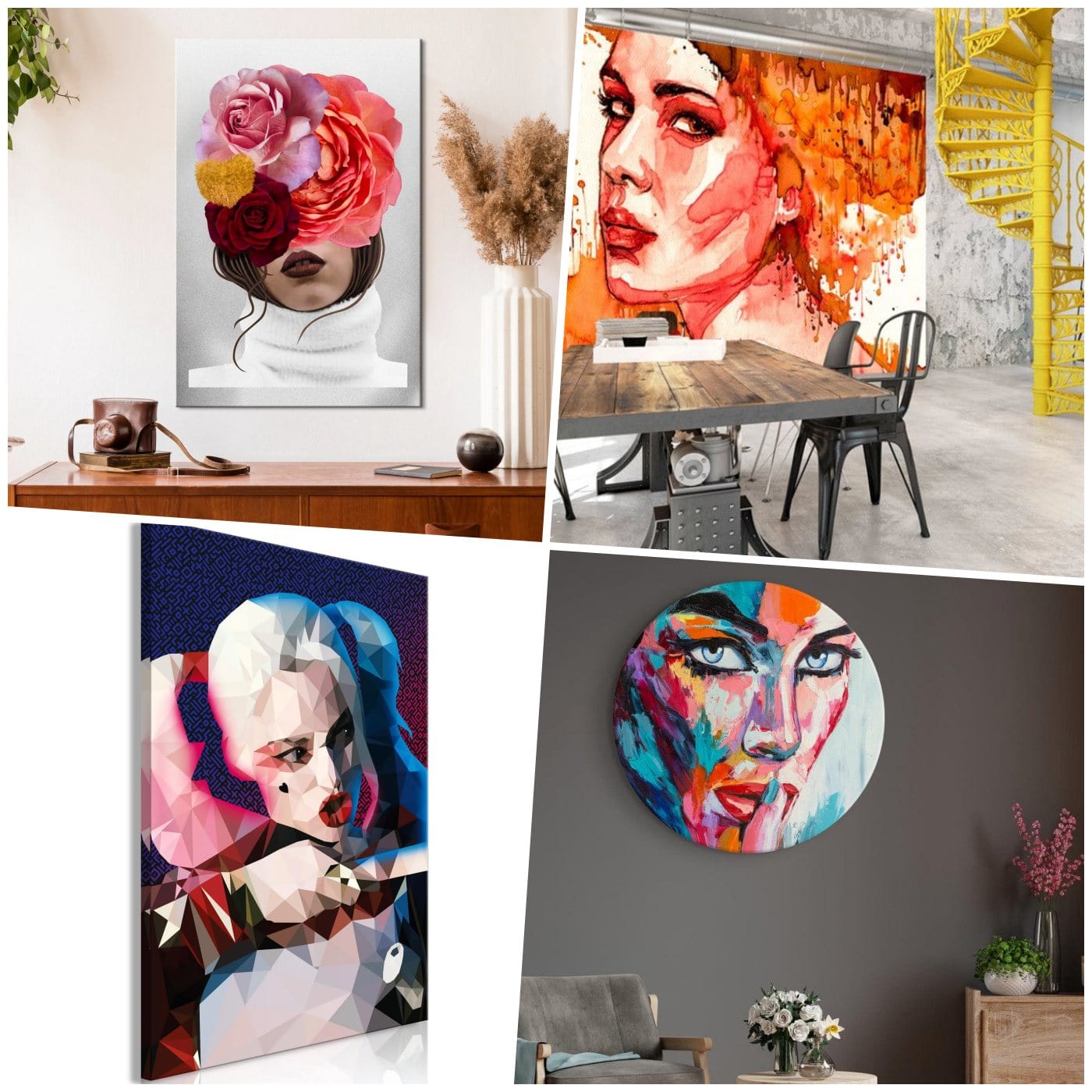 Paintings and Wall Murals With a woman's portrait in the interior