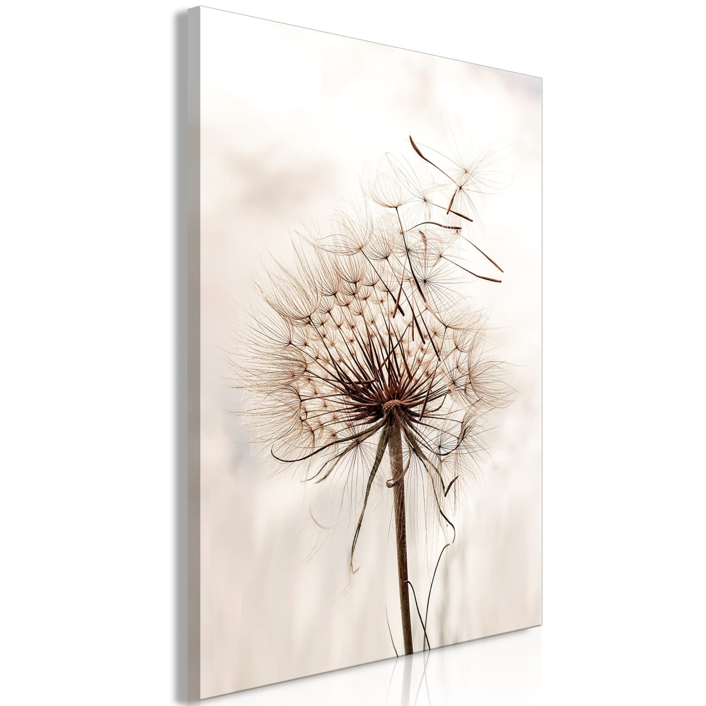 Paintings on a wooden frame with vertical orientation with dandelions