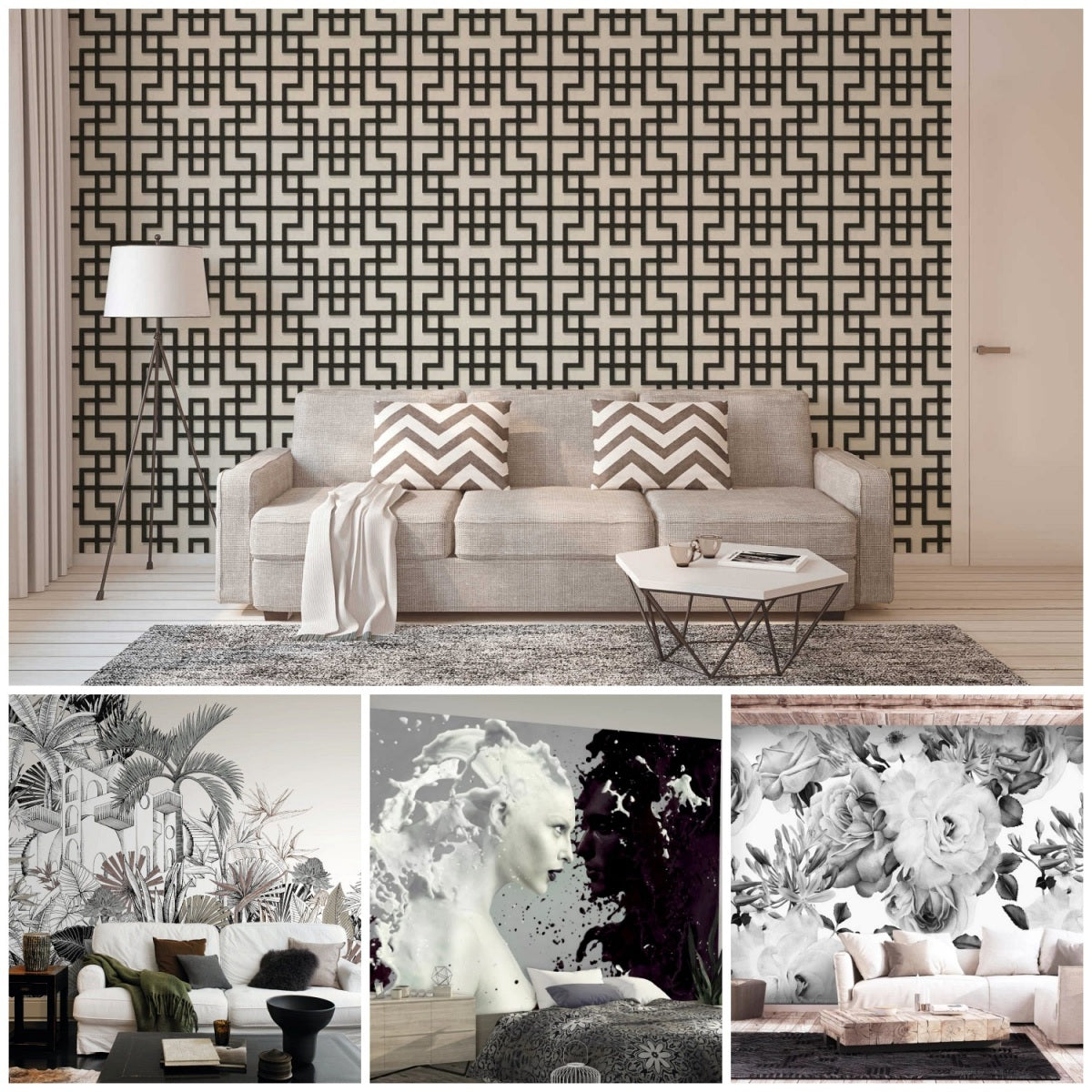 Black and white wallpapers and Wall Murals In the interior