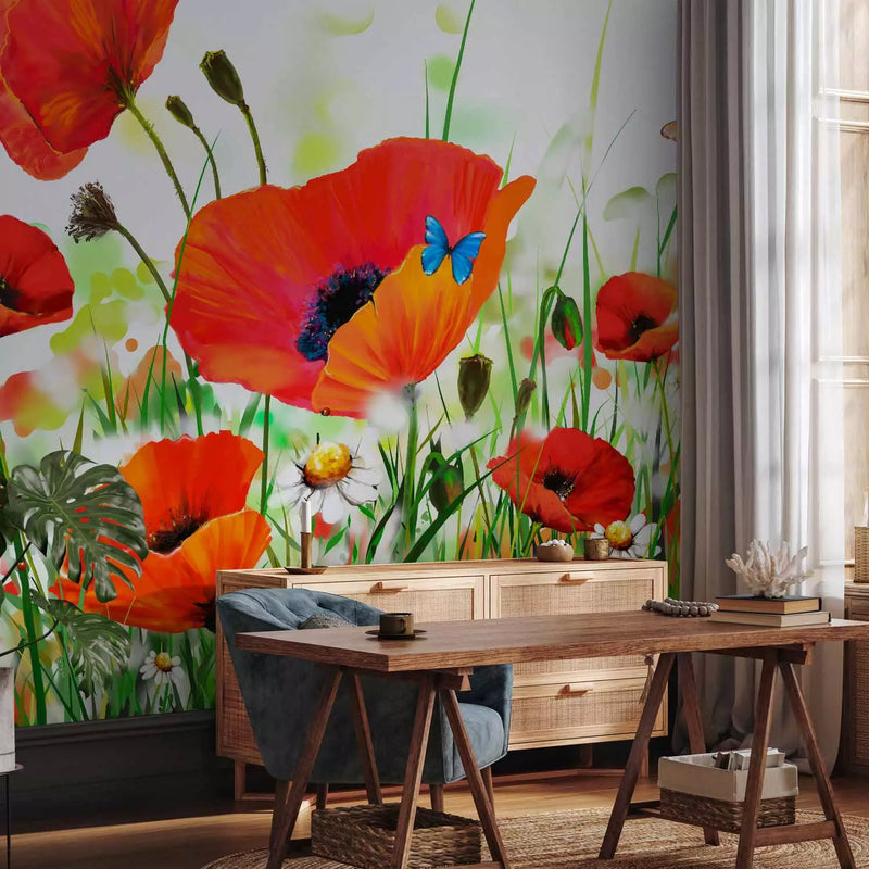 Wall Murals with poppies - country poppies, 60656