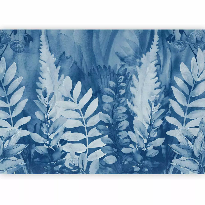 Wall Murals - Blue composition with fern leaves, 161120