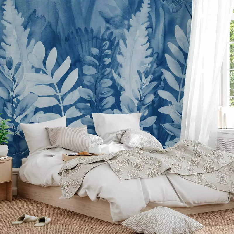 Wall Murals - Blue composition with fern leaves, 161120