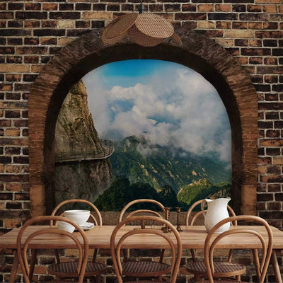 Wall Murals with mountain view through the stone window - choose room G-ART