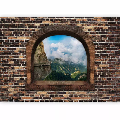 Wall Murals with mountain view through the stone window - choose room G-ART