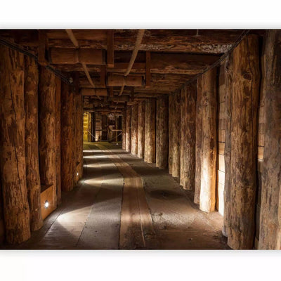 3D Wall Murals with an arcade made of wooden logs with 3D illusion, 59787 G-ART