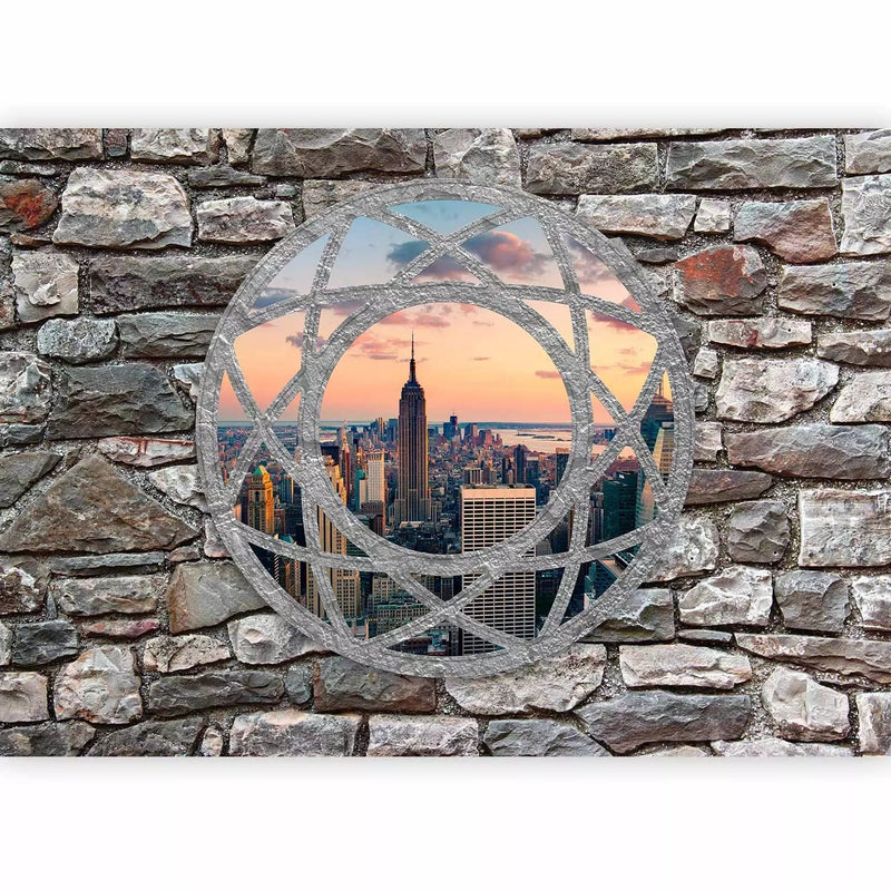 3D Wall Murals - Architecture in New York - window view of the G-ART masonry wall