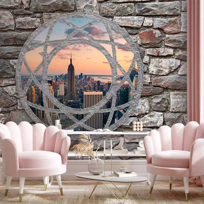 3D Wall Murals - Architecture in New York - window view of the G-ART masonry wall