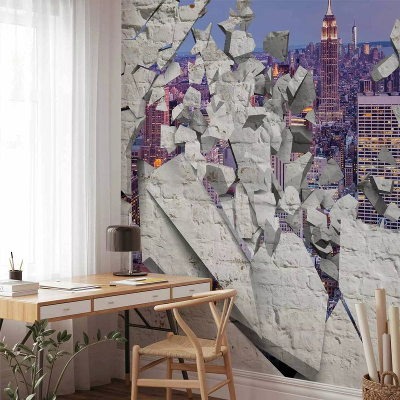 3D Fototapeet New Yorgi öine vaade läbi telliskiviseina, 63953 G-ART