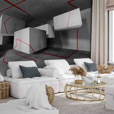 Today's 3D Wall Murals - red track, 97035, gray-color-art