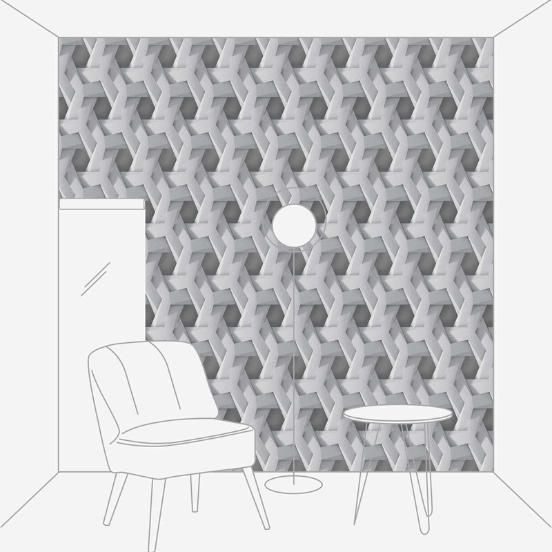 3D dark gray wallpaper with graphic pattern and concrete look, 387212 AS Creation