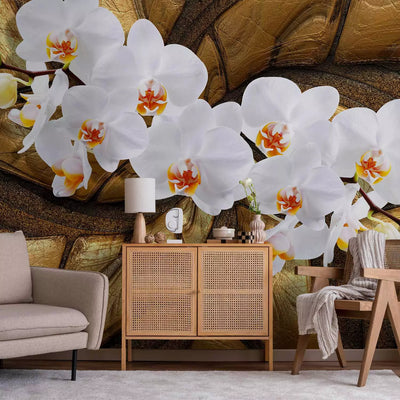 Wall Murals - Orchids on a gold background, 92114