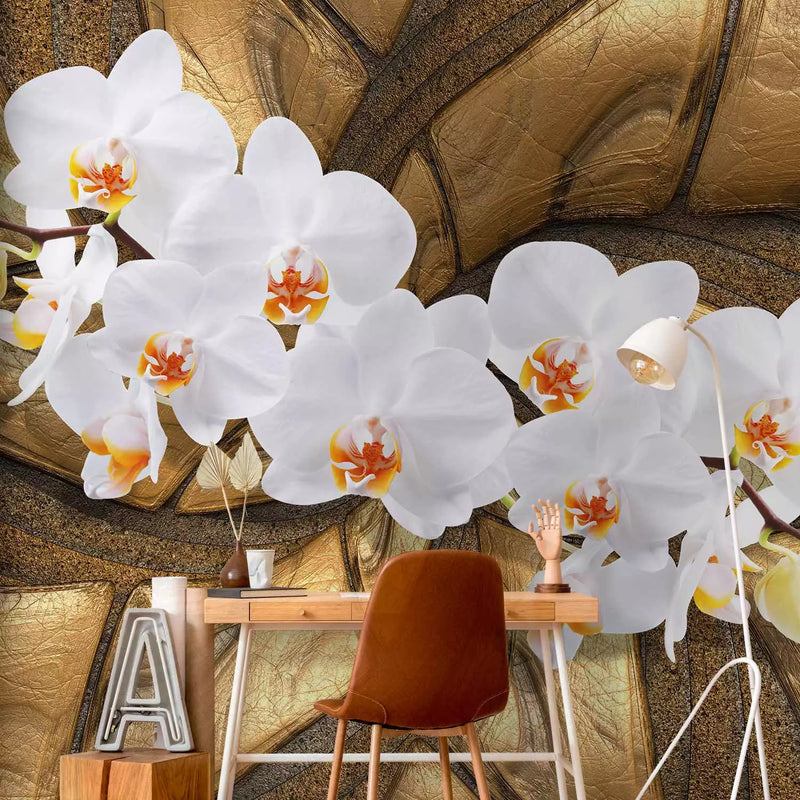 Wall Murals - Orchids on a gold background, 92114