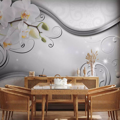 Wall Murals - Orchids on a silver background, 97289