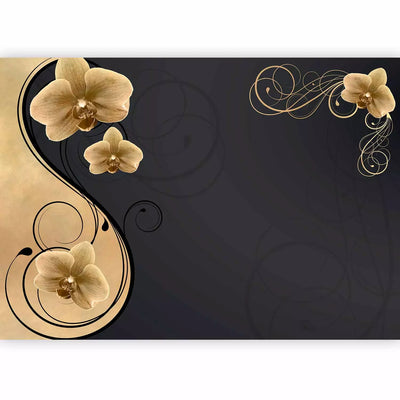 Wall Murals -Golden orchids on a black background, 97309