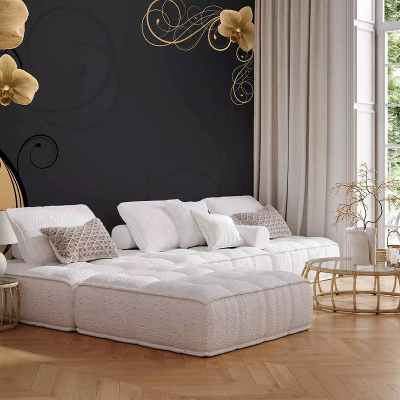 Wall Murals -Golden orchids on a black background, 97309