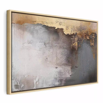 Painting in a wooden frame (natural color) - Abstraction - Metallic wall, 161997