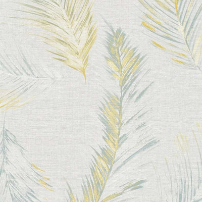 Wallpaper with feather motif in country style - gray, 1275061