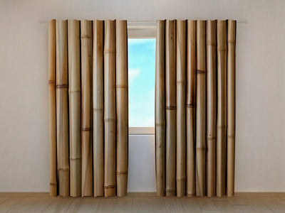 Curtains with bamboo pattern in brown shades - Dry brown bamboo - price Tapetenshop.lv