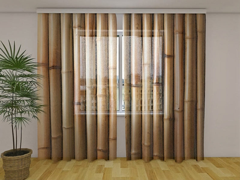 Rudų atspalvių užuolaidos su bambuko raštu - Dry brown bamboo - kaina Tapetenshop.lv