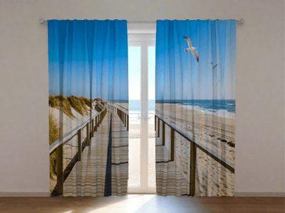 Curtains with nature - Wooden path at Costa Nova d`Aveiro Tapetenshop.lv
