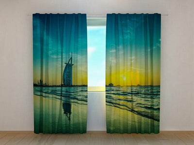 Day and night curtains - Sunset over the lake ocean - to order Tapetenshop.lv