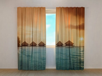 Curtains with relaxing view - Sunset in Thailand - to order Tapetenshop.lv