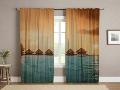 Curtains with relaxing view - Sunset in Thailand - to order Tapetenshop.lv