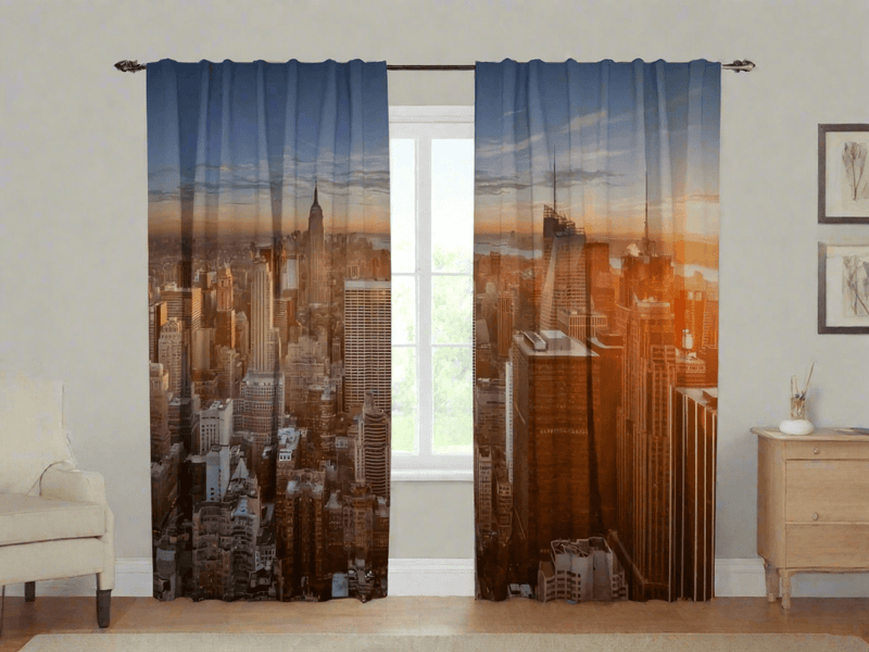 Day and night curtains - Sunset in the city - made to order Tapetenshop.lv