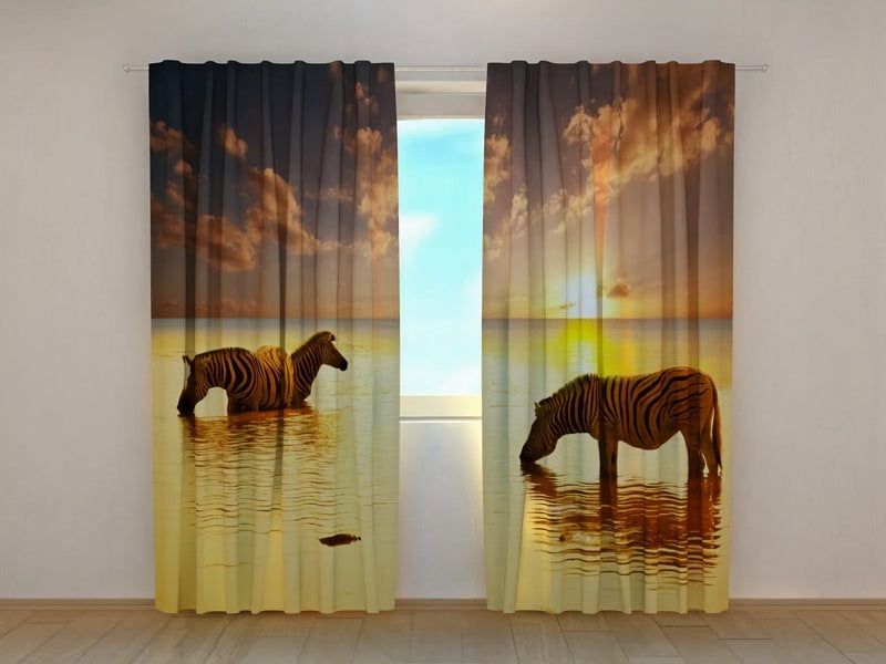 Curtains with zebras - Savannah zebras - individual sizeTapetenshop.lv