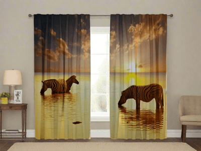 Curtains with zebras - Savannah zebras - individual sizeTapetenshop.lv