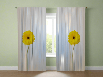 Curtains with flowers - Elegant yellow flowers Tapetenshop.lv