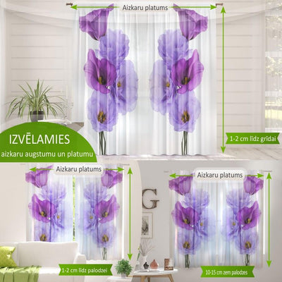 Curtains with flowers - Daisies 2 Tapetenshop.lv