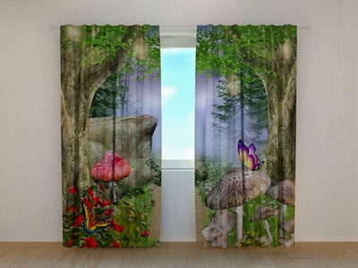 Curtains for the nursery with fairy tale motifs- miracles in the woods on a wallpaper.lv