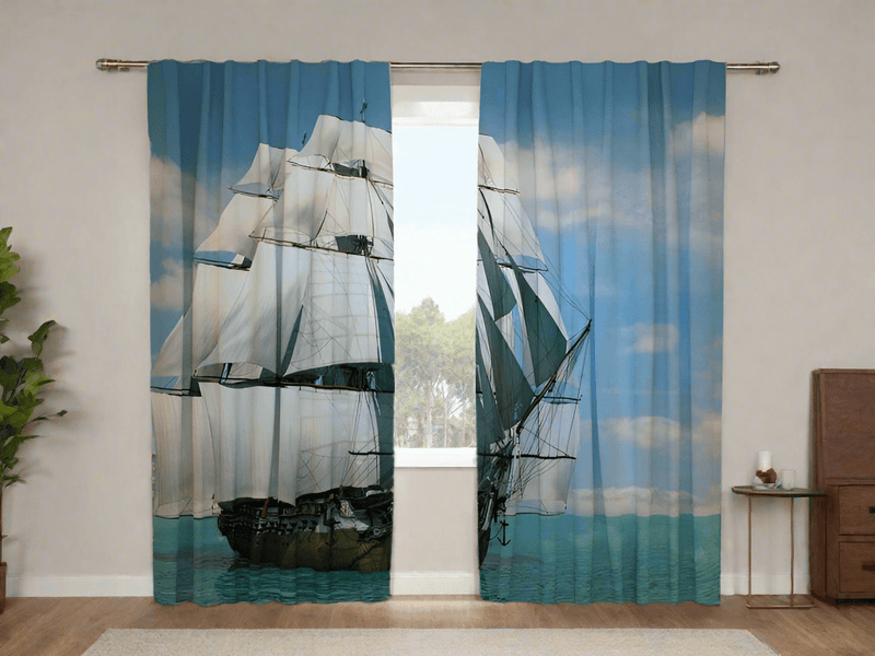 Day and night curtains with sea themes and sailing wallpaper walletenshop.lv