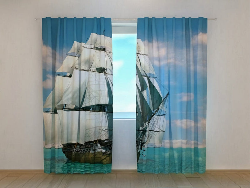 Day and night curtains with sea themes and sailing wallpaper walletenshop.lv