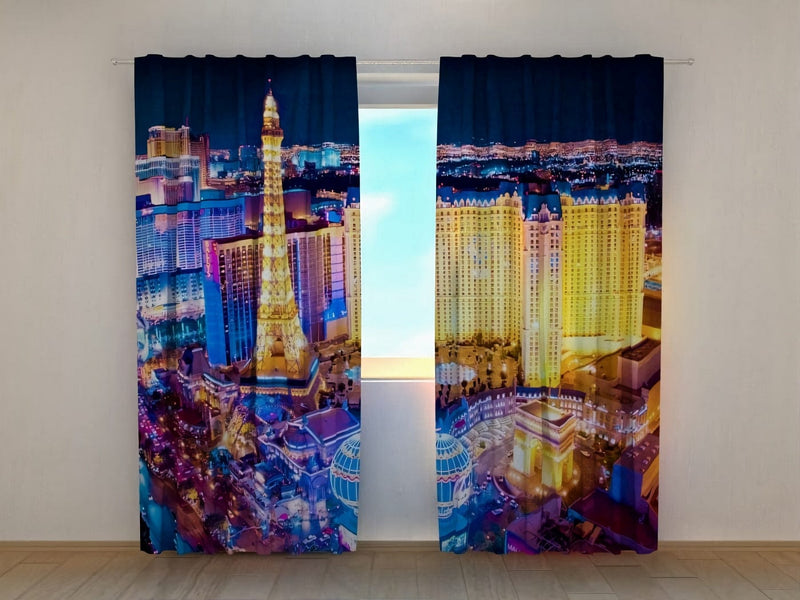 Day and night curtains for the bedroom - Eiffel TornisLasvegas Tapetenshop.lv