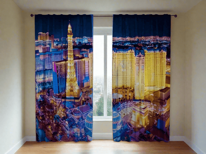 Day and night curtains for the bedroom - Eiffel TornisLasvegas Tapetenshop.lv