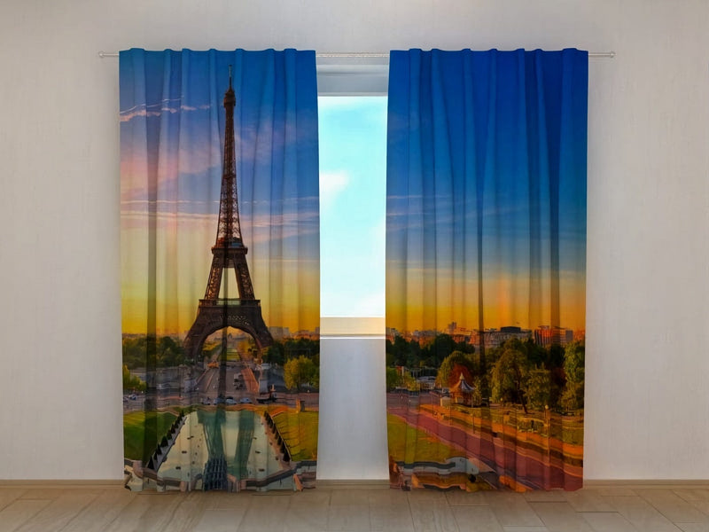 Daily and Night Curtains with Printing - Eiffel Tower at Tapetenshop.lv