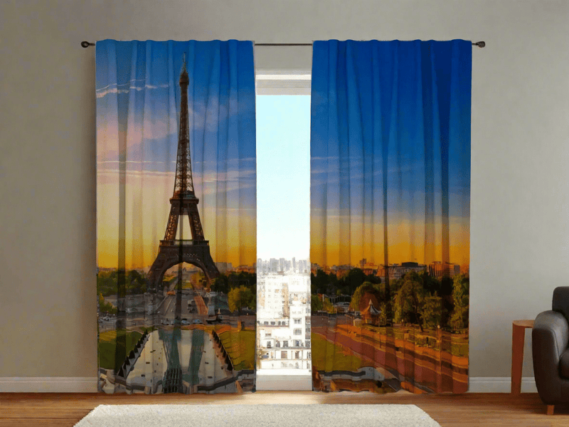 Daily and Night Curtains with Printing - Eiffel Tower at Tapetenshop.lv