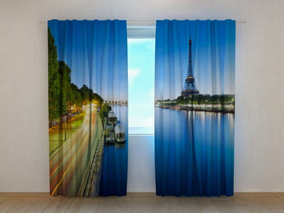 Day and night curtains for bedroom - Eiffel Tower (Evening Colors) Tapetenshop.lv