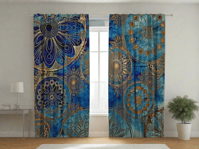 Beautiful day and night curtains with golden ornaments - order online wallpetenshop.lv