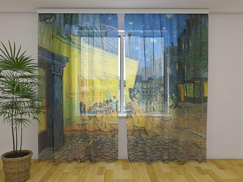 3D aizkariem ar Vinsenta van Goga slaveno "Kafejnīcas terasi" Tapetenshop.lv