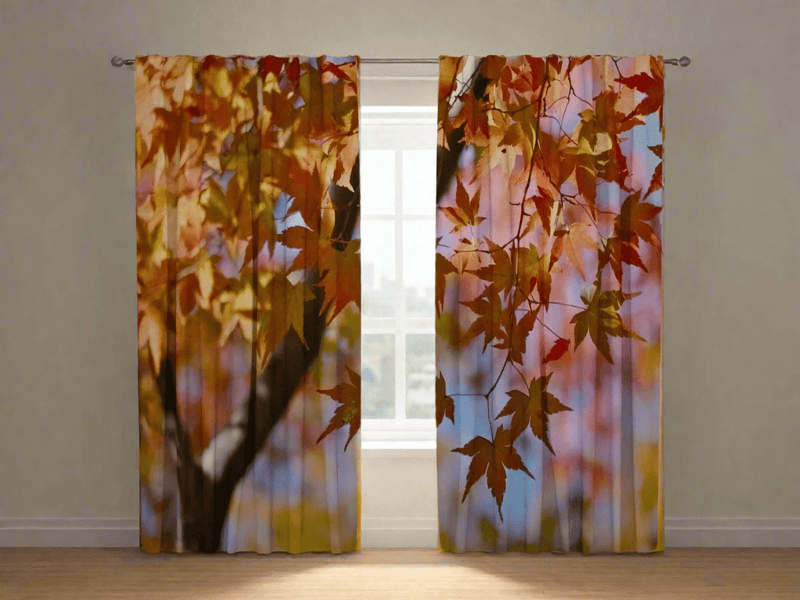 Printing Curtains - Gorgeous Maple Leaf Design brings in the essence of the autumn toutenshop.lv